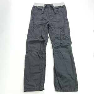 OshKosh Gray Canvas Pull On Pants Kids Size 8 Articulated Knee Utility